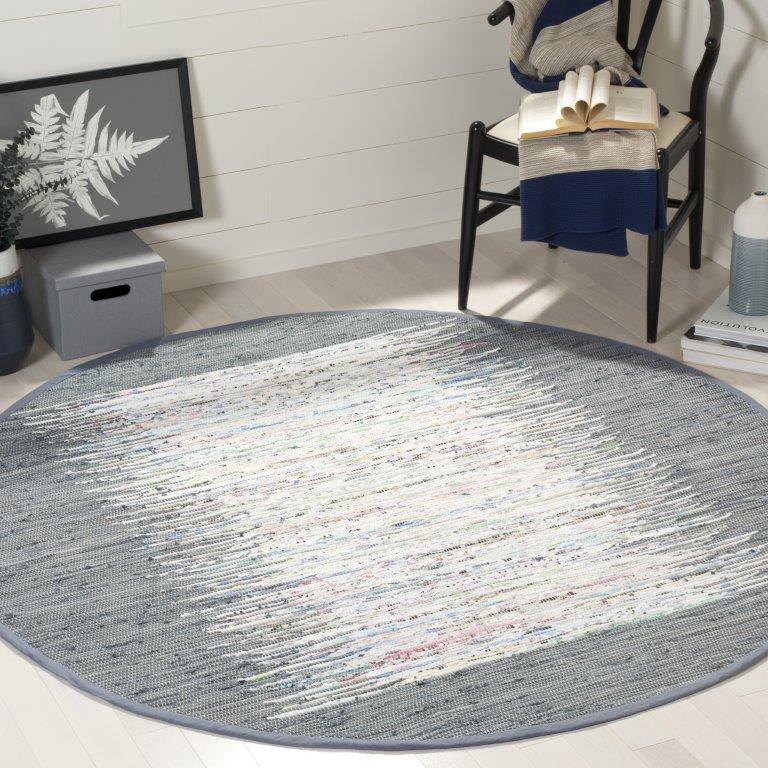 Annia Hand Woven Cotton Solid Color Rug, Round 4'