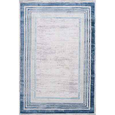 Tapis tissé 8X10 et bleu / bleu