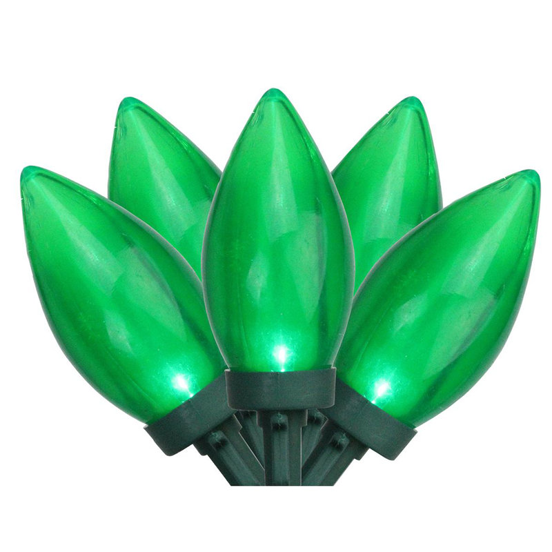 Ensemble de 25 lumières DEL de Noël C9 - fil vert 16 pi, Vert