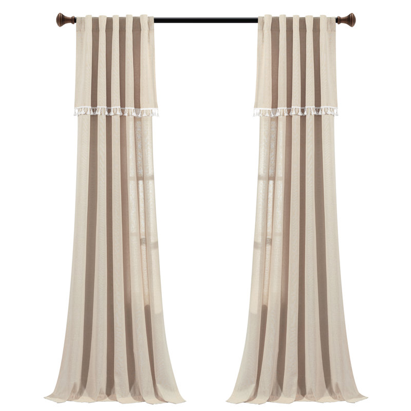 Paire de rideaux semi-transparents avec passe-tringle Ivy, Ivoire
