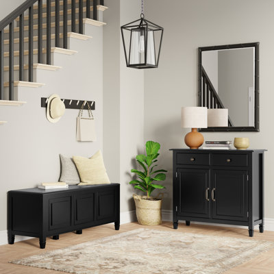 Coffre de rangement en bois massif Conn 51 po de large avec armoire de rangement de 40 po de large en noir