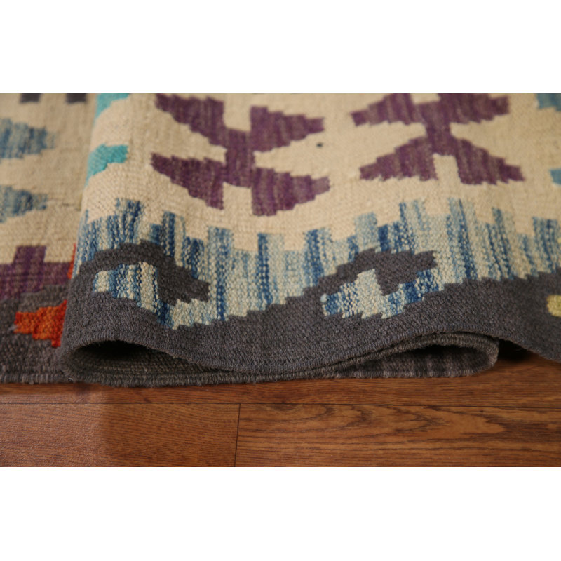 Tapis oriental réversible en laine Kilim 7 x 10