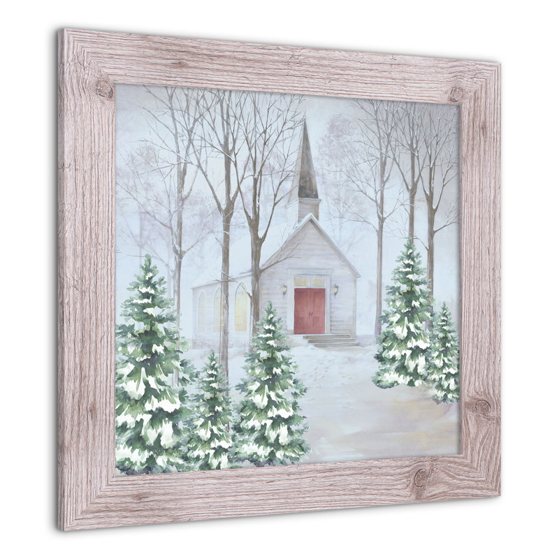 Snowy Church, reproduction encadrée