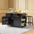 48 Inch Large Kitchen Island With Drop Leaf,power Outlet,internal Storage Rack,rolling Kitchen Storage Cart On 5 Wheels With 5 Open Side Racks,for Kitchen,dining Room,black(not Include Stools)-1011188403