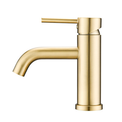 Robinet de salle de bain à un trou - Design moderne, or brossé, acier inoxydable, débit de 1,2 gallon par minute, option d'installation pratique, débit, installation sans effort pour les installations