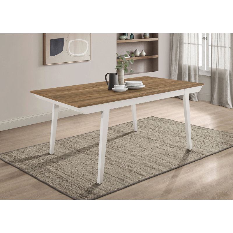 Table de salle à manger rectangulaire en bois Ambo, Brun, Blanc