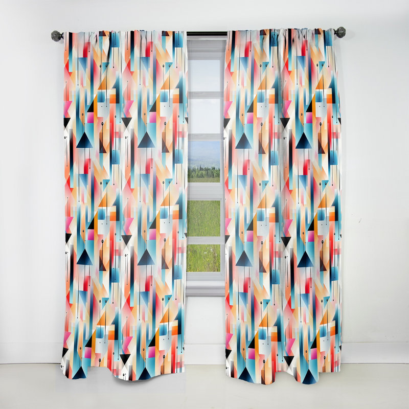 Urban Geometry I - Modern Curtain - Velvet Room Darkening - 1 Panel, 52" W x 63" L