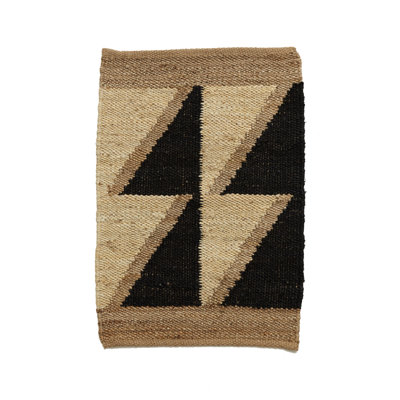 Geometric Hand Woven Flatweave Rectangle 6' x 9' Hemp Area Rug in Black/Brown