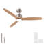 Ventilateur de plafond moderne en bois massif nickel brossé à 3 pales de 52 po avec lumière DEL, moteur DC et télécommande-503138002-503138029-503138003