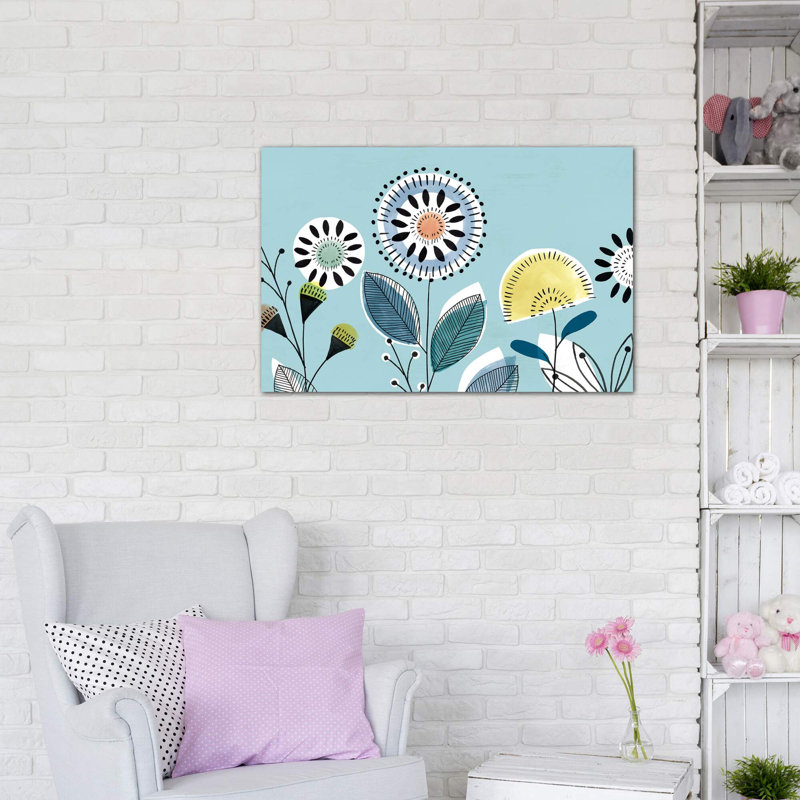 «Scandi Florals II» par Isabelle Z - impression d'art graphique, H 32 po x l 48 po x 1,5 po, Toile tendue, Pas de tapis