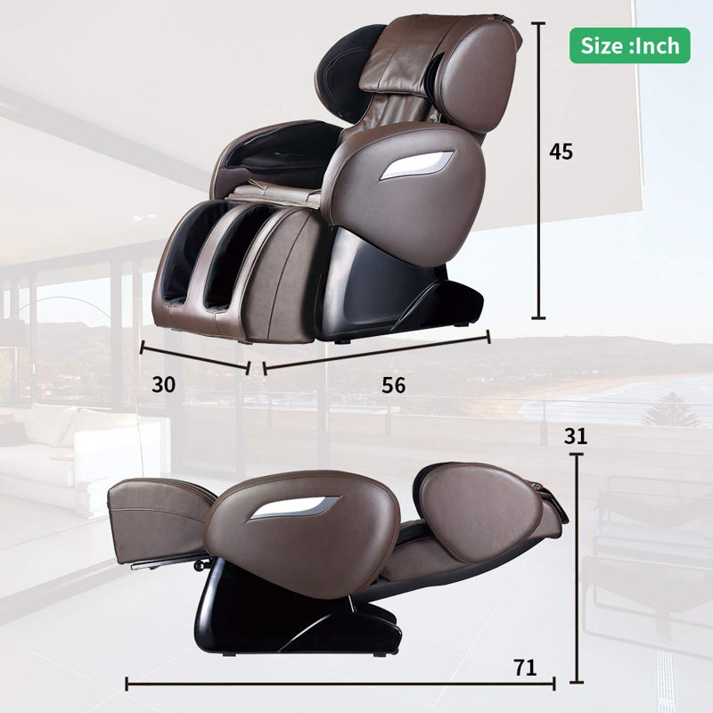 Fauteuil de massage chauffant en similicuir, Similicuir brun