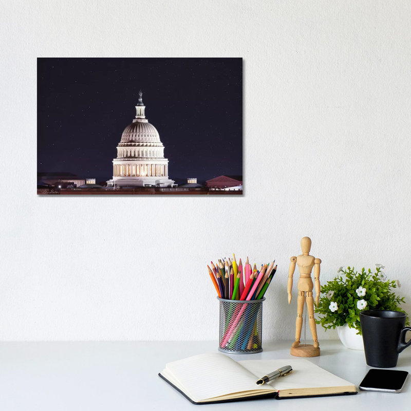 US Capital At Night by Lori Deiter - Wrapped Canvas Print, 20.32 cm H x 30.48 cm W