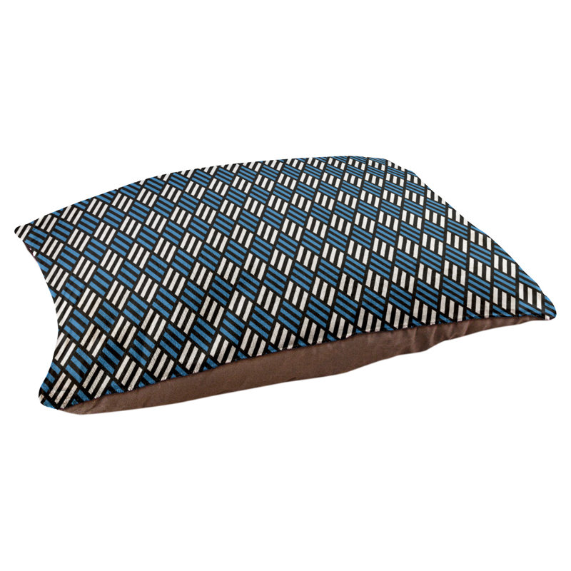 Byrge Geometric Polyester Pet Bed, Large (42.5 W" x 32.5" D x 14" H), Black/Blue