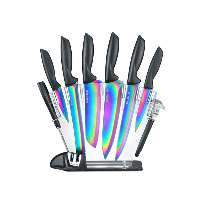 Knife Sets, Titanium Coated 14 Pieces Stainless Steel Hollow