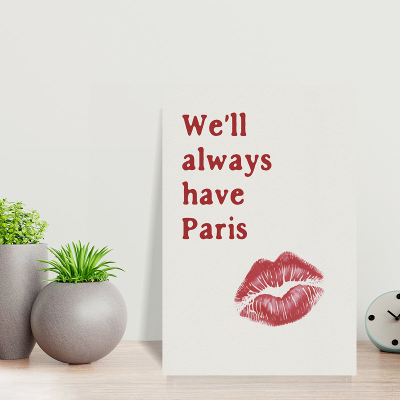 «Paris Quote Kiss», romantique classique, art mural rétro, H 18 po x l 12 po