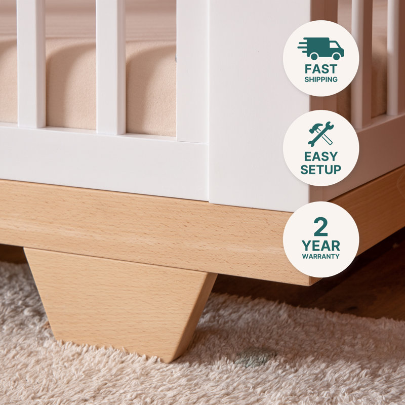 Spirit 8-in-1 Convertible Crib, White/Natural