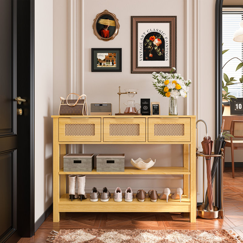 43.3'' Console Table, Natural Wood
