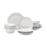 French Perle White 12-Piece Dinnerware Set