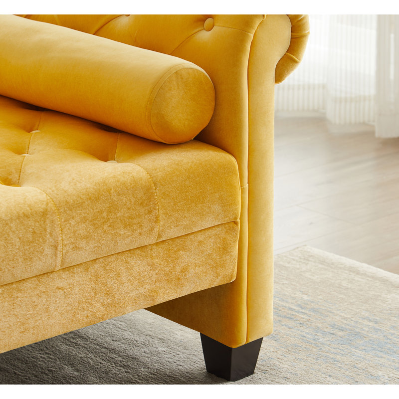 Banc recouverts de tissu d'ameublement, Jaune