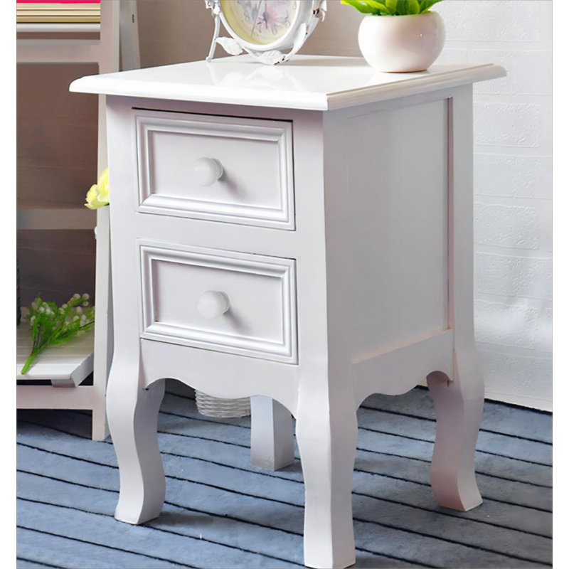 Solid Wood+MDF Nightstand Drawer Organizer Storage Cabinet Bedside Table Bedroom Furniture Woode Nordic Bedside Table, White