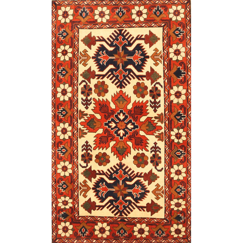Tapis beige/rouge traditionnel Aluta, Rectangle 5 pi x 7 pi
