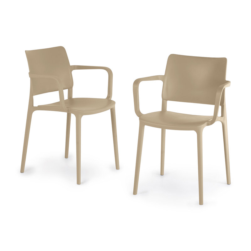 Skowhegan Premium All-Weather Wicker Outdoor Stacking Dining Armchair, Taupe