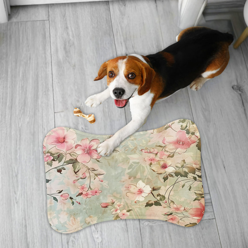 Antique Flower Patterns - 1 Piece Bone Shape Feeding Mat