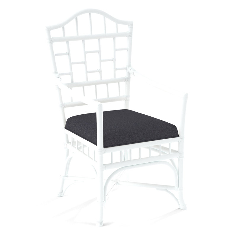 Chippendale Upholstered Arm Chair, Frost White, White Performance Fabric; 0851-94