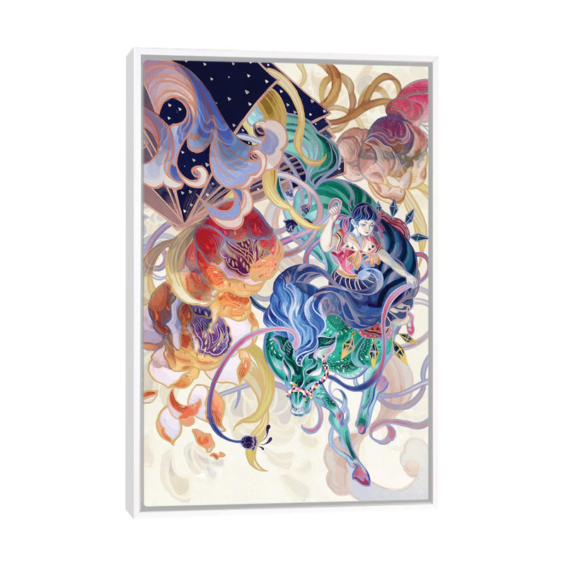 The Whole World Pours Down by Sija Hong - Painting on Canvas, White Framed, 66.04 cm H x 45.72 cm W