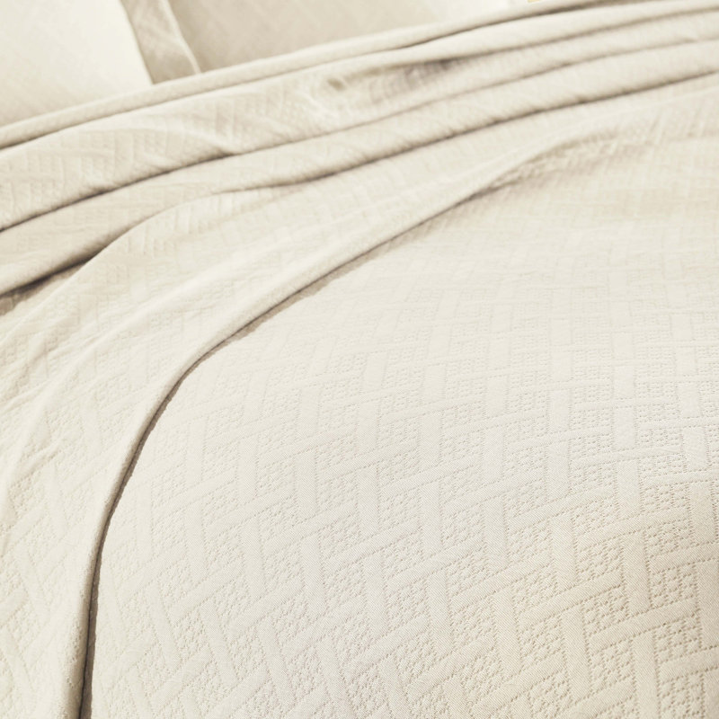 Ensemble de couvre-lit toutes saisons avec housse de coussin en tissu matelassé 100% coton Superior, Ivoire