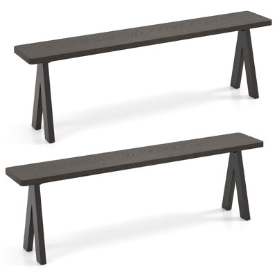 3-Person Outdoor Bench Set of 2 w/ 800 LBS Bearing Capacity for Garden