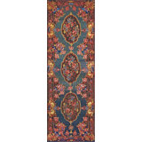 Antique Caucasian Hallway Runner Wool Green Rug