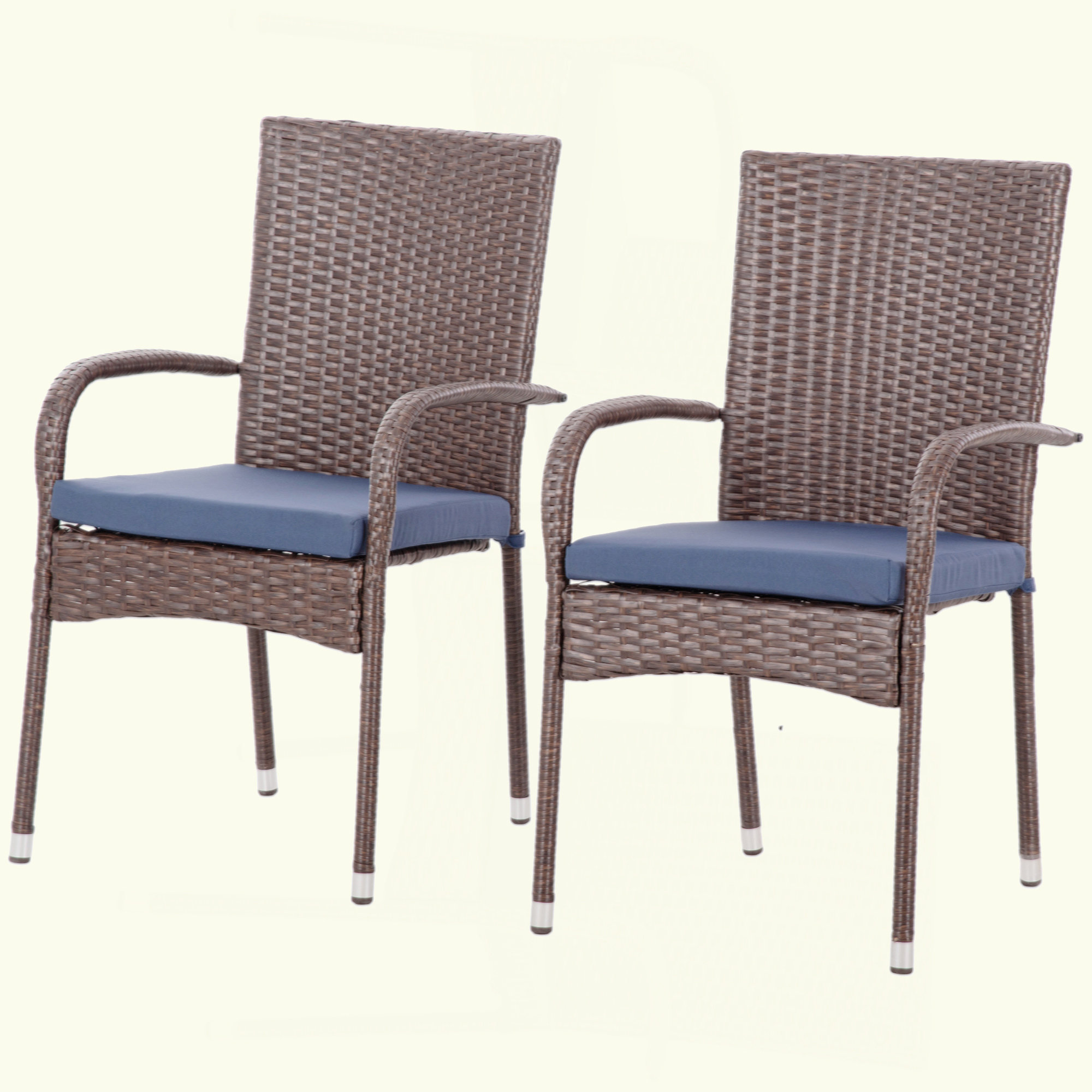 Red Barrel Studio Stackable PE Rattan Outdoor Dining Chairs With ...