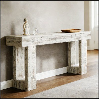 Élégante console en bois au charme rustique et spacieuse, parfaite pour rehausser la décoration et la fonctionnalité.