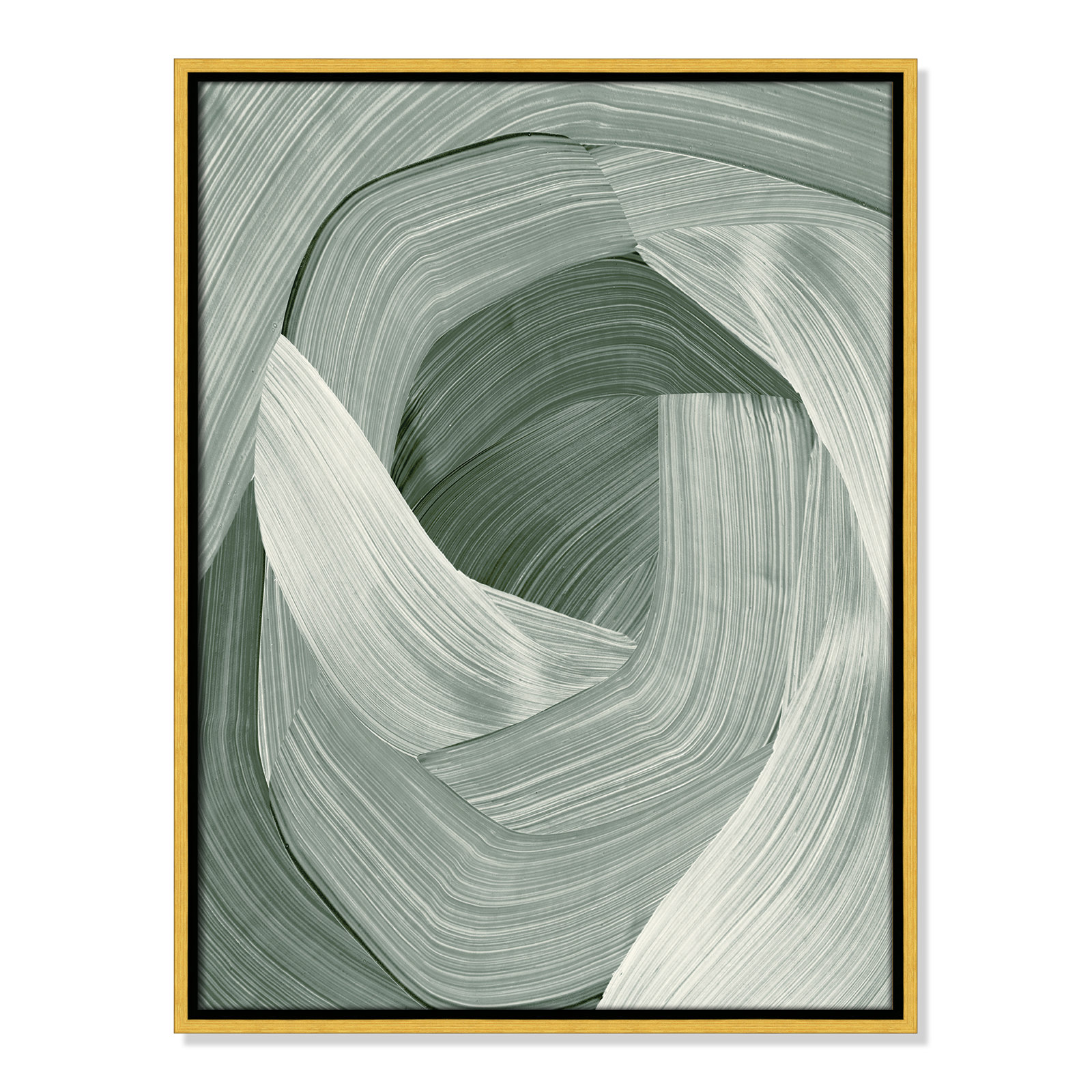 Enriched Emerald - Floater Frame Graphic Art Print on Canvas, Gold , 25.5" H x 19.5" W