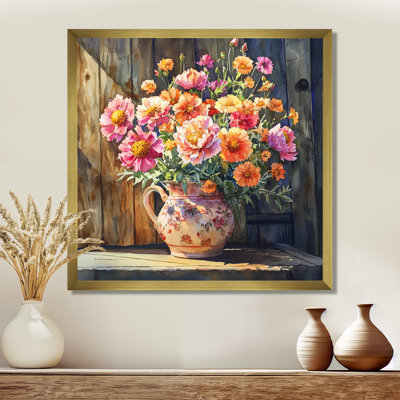 Coucher de soleil pivoines assorties II - Art mural de bouquets assortis pour le salon