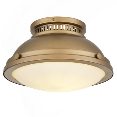 1-Light 11-in Polished Brass Flush Mount