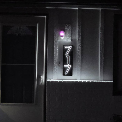 Plaque d'adresse verticale rétro-éclairée verticale (chiffres de 4 po - 3 caractères) - vert forêt / aluminium brossé