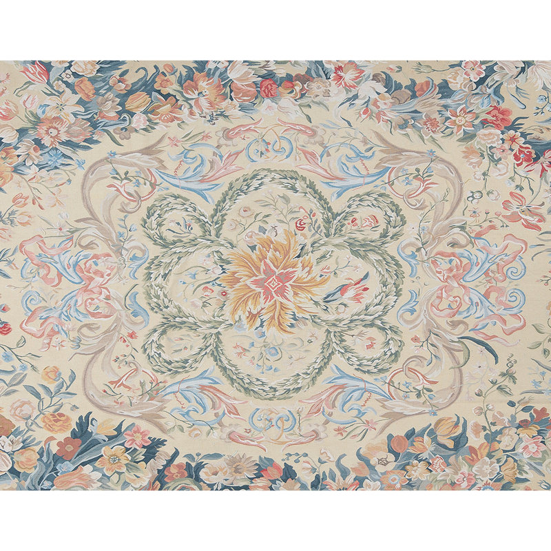 Hand-Knotted High-Quality Beige and Blue Area Rug