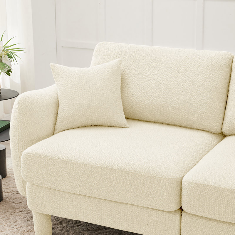 Canapé-lit 2 places en tissu Boucle, 35" H x 78" W x 67.3" D, Beige
