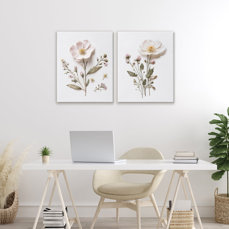 Minimal Pressed Flowers 2pc Canvas Set, design by Lettered and Lined