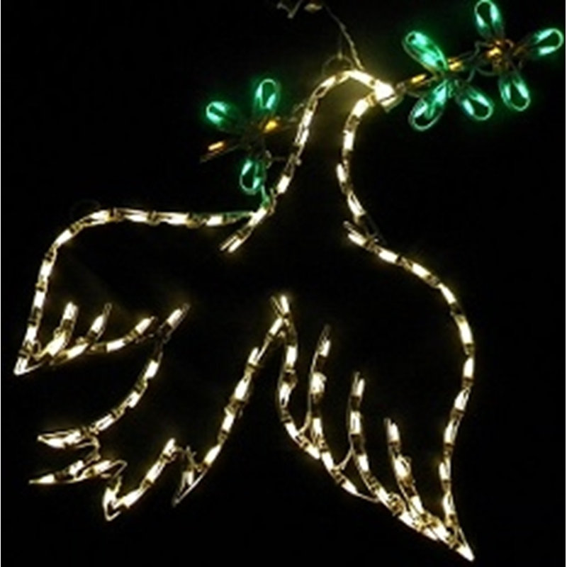 Figurine lumineuse colombe avec branche d'olivier