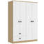 Garde-robe 4 portes avec tiroirs, tablette et tringle, blanc
