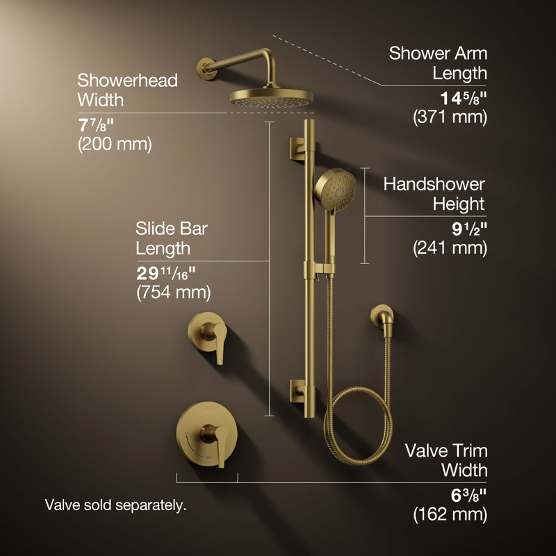 Robinet de baignoire et douche Awaken, Laiton brossé