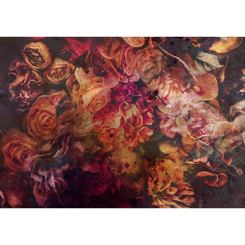Papier peint floral - Fleurs rétro, L 27 po x l 39 po