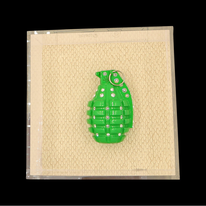 Grenade Of Bling, Green, 6'' H x 6'' W x 3'' D