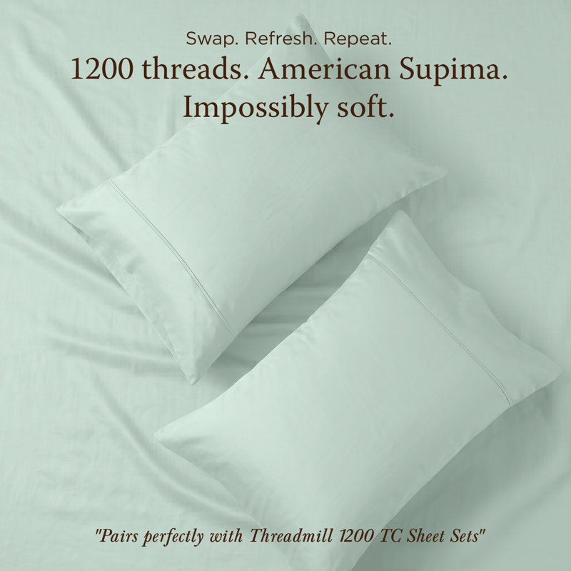 Ensemble de taie d'oreiller en coton Supima, Seaglass, Pillowcases - Standard/Queen