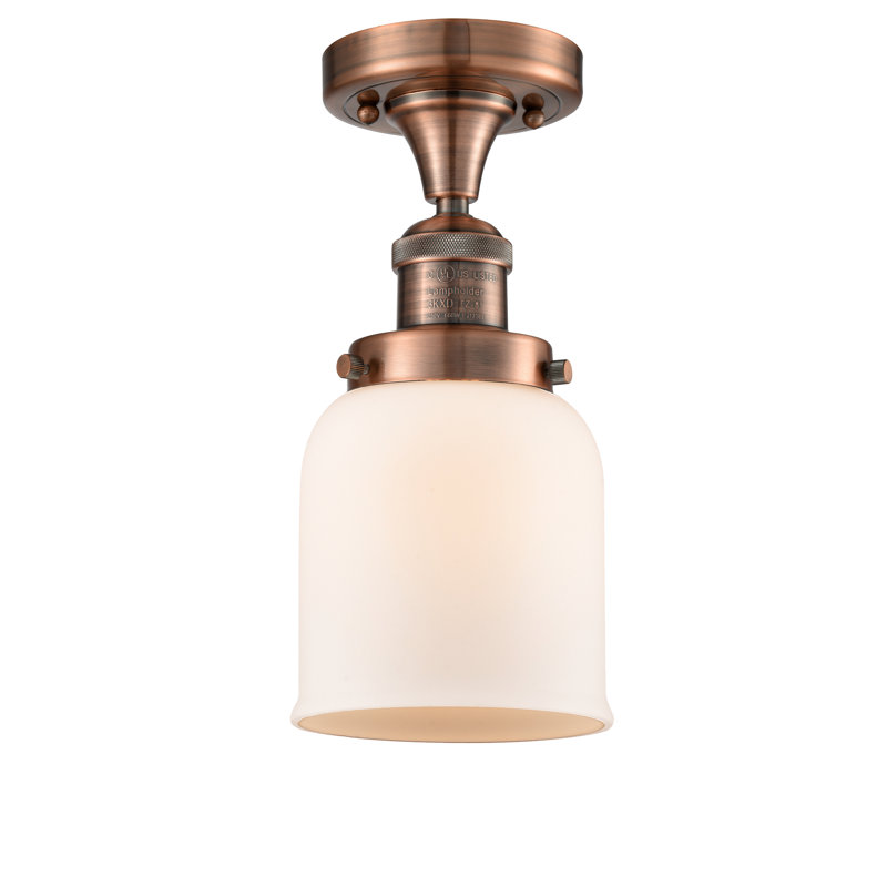 Norberto Glass Semi Flush Mount, Matte White Cased, Satin Gold