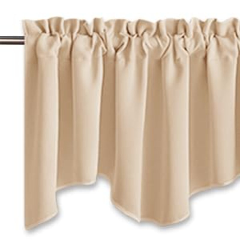 Scalloped Window Valances For Kitchen - Home Decoration Thermal Insulated 52 Inches By 18 Inches Rod Pocket Blackout Valance Window Treatment Curtains Drapes For Bedroom, 4 Panels