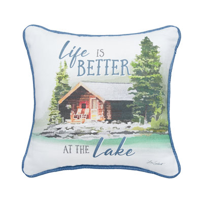 Life Is Better At The Lake Printed Petite Size Accent Throw Pillow
